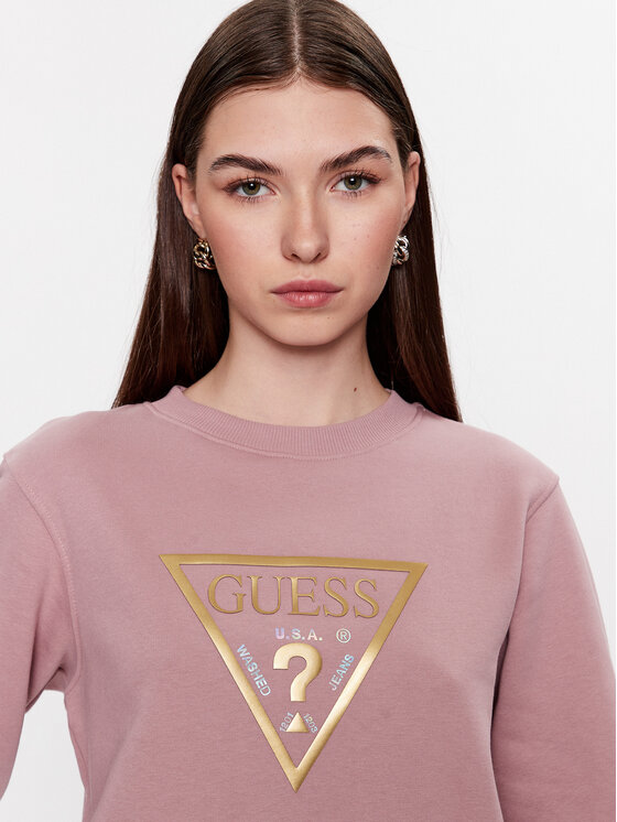 Guess Guess Majica dugih rukava W3YQ12 K9Z21 Ružičasta Regular Fit