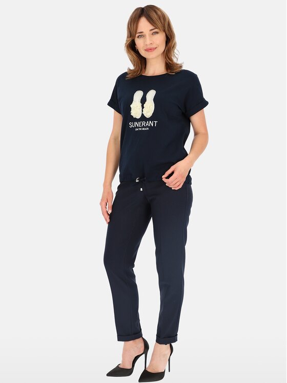 Perso Perso T-Shirt TCE249000F Granatowy Regular Fit
