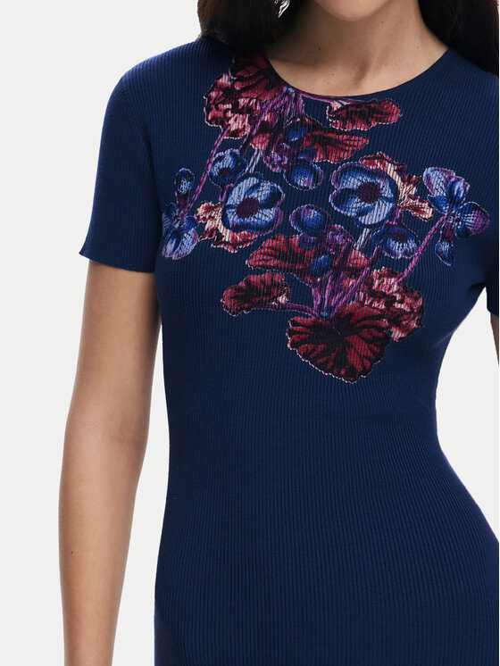 Desigual Desigual Každodenní šaty 25SWVF13 Tmavomodrá Slim Fit