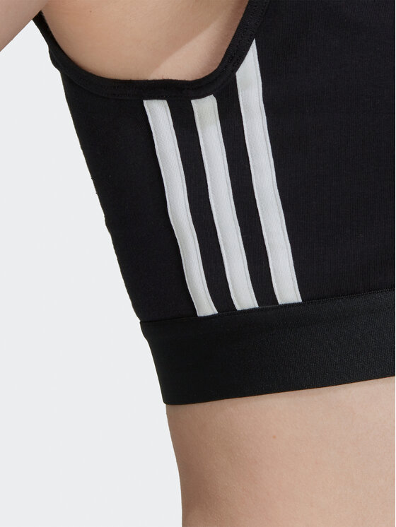 adidas adidas Koszulka techniczna Essentials 3-Stripes Crop Top With Removable Pads GS1343 Czarny