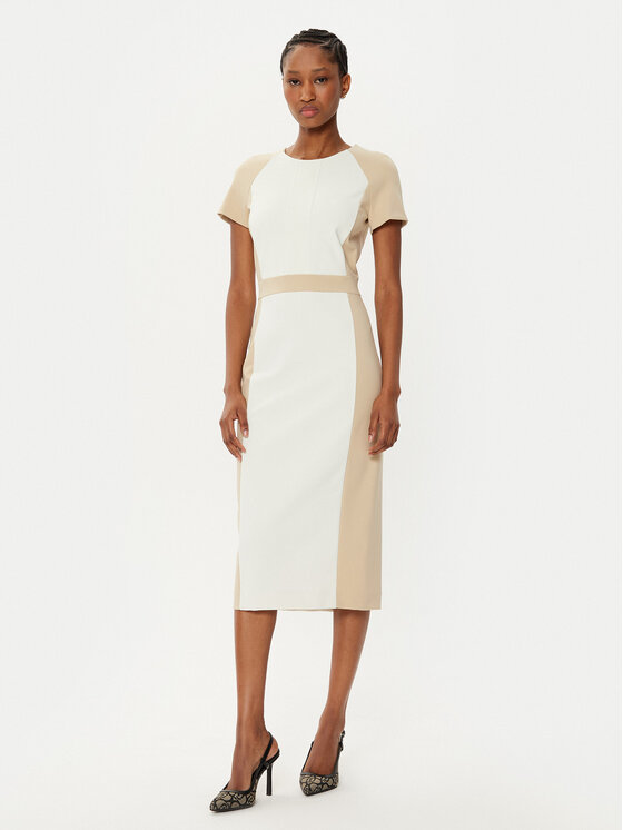 BOSS BOSS Cocktail obleka Darsa 50532526 Écru Regular Fit