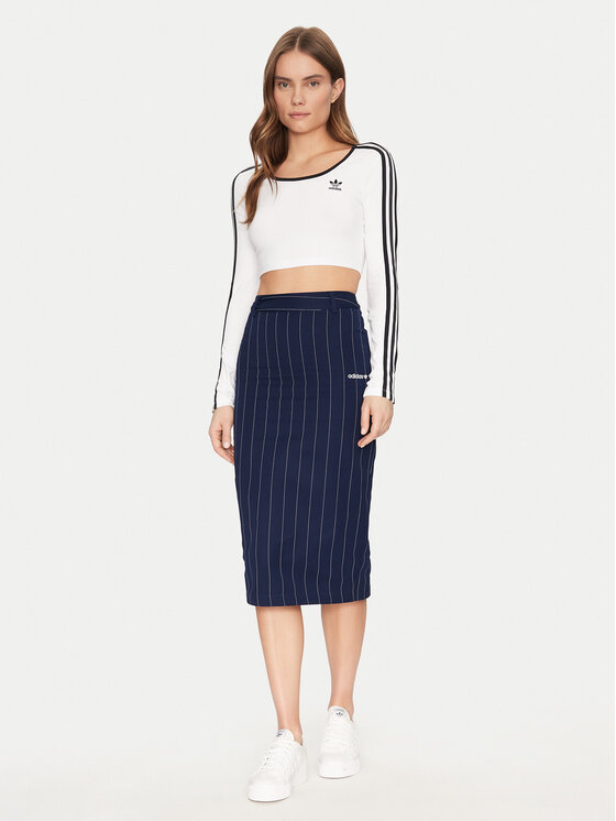adidas adidas Pouzdrová sukně Pinstripe JD2576 Tmavomodrá Slim Fit