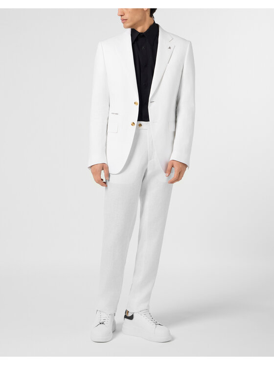 PHILIPP PLEIN PHILIPP PLEIN Spodnie materiałowe 30666 Biały Regular Fit