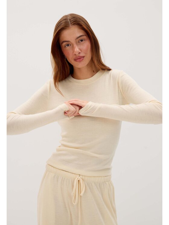 Mirons Mirons Komplet bluzka i spodnie soft Kremowy Regular Fit