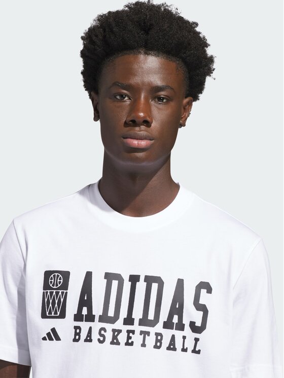adidas adidas Koszulka techniczna BASKETBALL GRAPHIC Biały Loose Fit