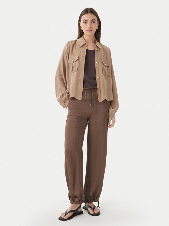 Marella Marella Kalhoty z materiálu Bronzo 2613131085 Hnědá Relaxed Fit