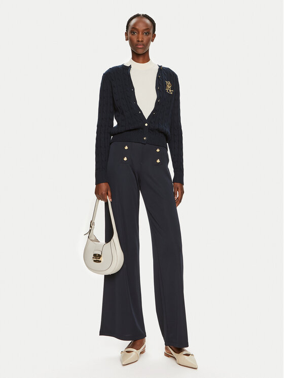 LAUREN RALPH LAUREN Lauren Ralph Lauren Kalhoty z materiálu 200807573003 Tmavomodrá Wide Leg