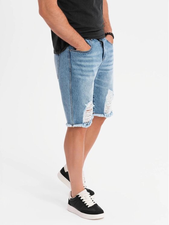 Ombre Ombre Szorty jeansowe OM-SRDS-0157 Niebieski Regular Fit