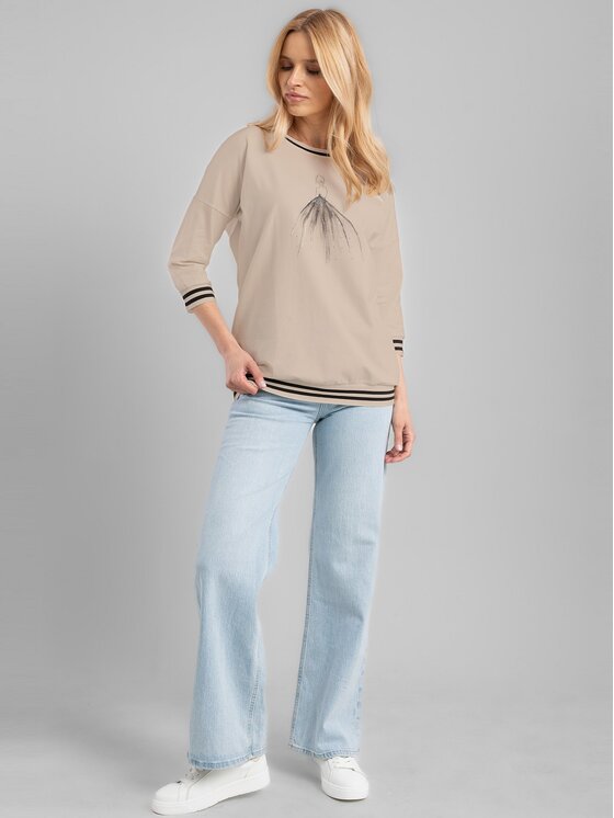 Perso Perso Bluzka TLE240234F Beżowy Regular Fit