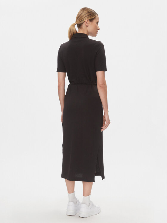 Tommy Hilfiger Tommy Hilfiger Rochie de zi Reg Breton Midi Polo Dress Ss WW0WW42030 Negru Regular Fit
