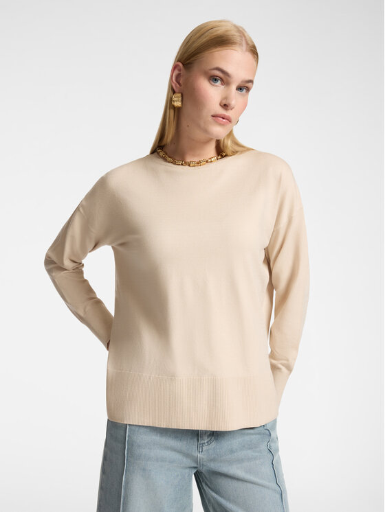 Elena Mirò Elena Mirò Sweter M035Z000796N002 Kremowy Over Fit