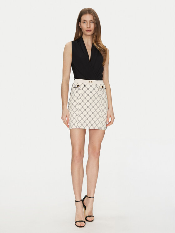 Elisabetta Franchi Elisabetta Franchi Fustă mini GO-S03-51E2-V320 Écru Regular Fit