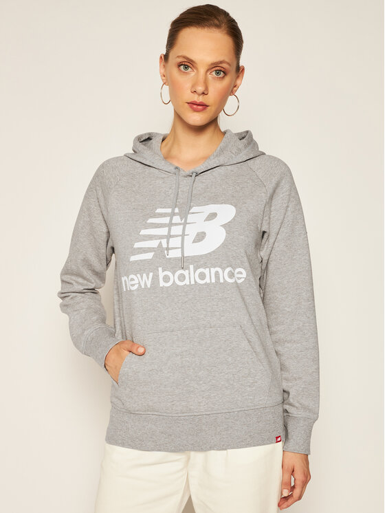 New Balance Majica Dugih Rukava Esse Po Hoodie NBWT0355 Siva Relaxed Fit