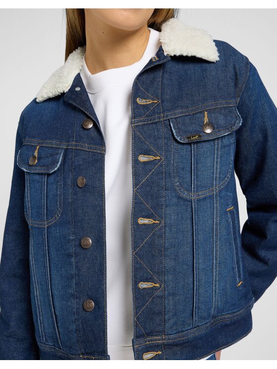 Lee Lee Kurtka jeansowa SHERPA RIDER JKT Niebieski Regular Fit