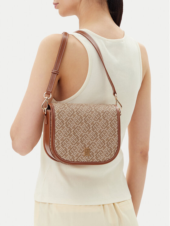 Tommy Hilfiger Tommy Hilfiger Torbica Th Monoplay Leather Saddle Bag AW0AW17414 Smeđa