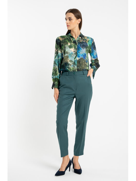 CLICK CLICK Παντελόνι υφασμάτινο 30-448 Πράσινο Fitted Fit