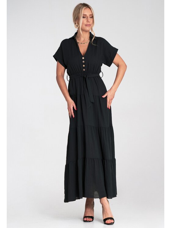 FIGL FIGL Sukienka letnia M1195 Czarny A-Line Fit