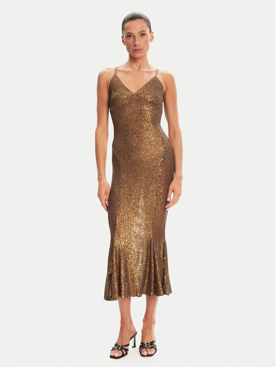 NORMA KAMALI Koktejlové šaty ST4243SQ162151 Hnedá Slim Fit