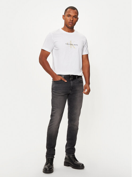 Calvin Klein Jeans Calvin Klein Jeans Тишърт Distressed Monologo J30J326863 Бял Regular Fit