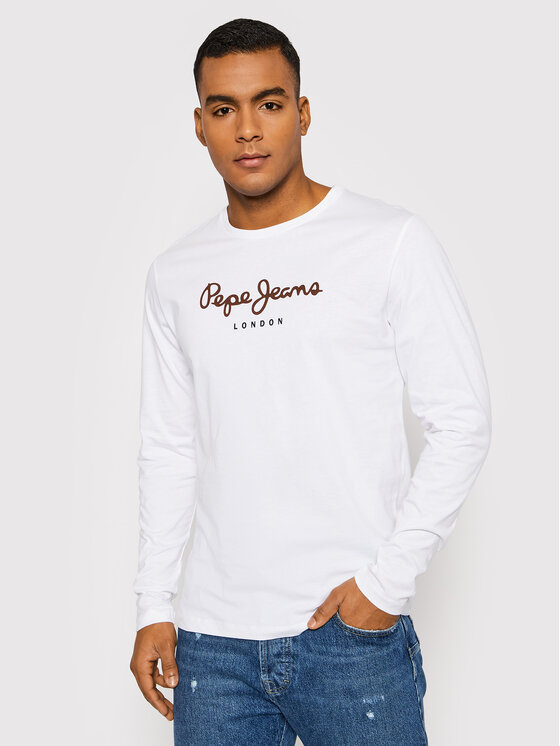 Pepe Jeans Majica Z Dolgimi Rokavi Eggo PM508209 Bela Regular Fit