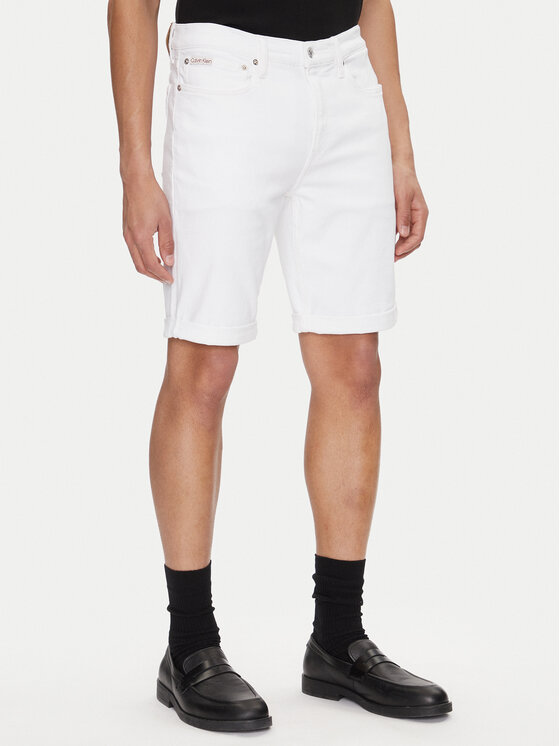Męskie Szorty jeansowe Calvin Klein Jeans, Rozmiar 30, Białe, J30J327536