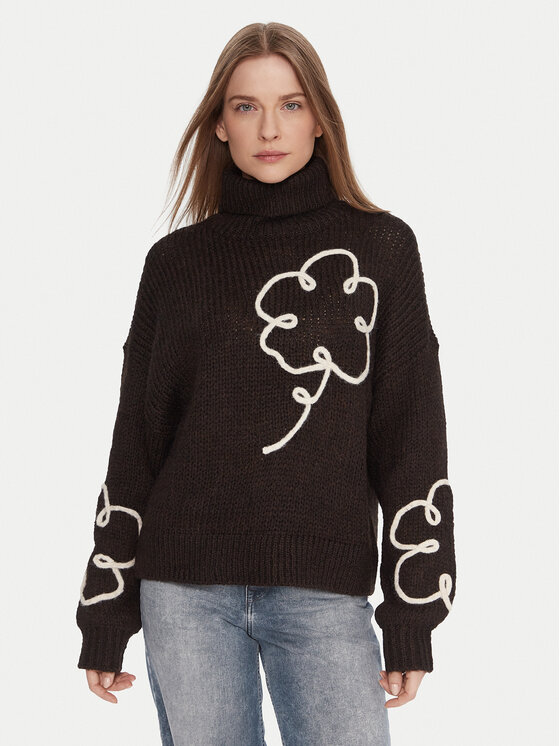 Vero Moda Vero Moda Krekls ar augstu apkakli Fatima 10335036 Brūns Regular Fit
