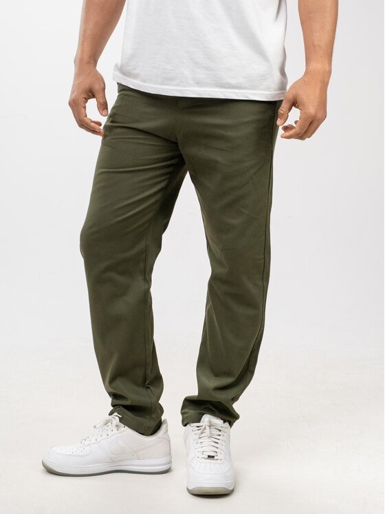 Jigga Wear Jigga Wear Spodnie materiałowe Chino Męskie Oliwkowe M Khaki Regular Fit