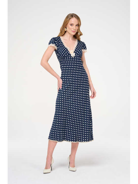 Sukienka codzienna CASTELLANI, Rozmiar XL, Granatowa, Sukienka Polka