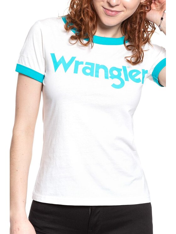 Wrangler Wrangler T-Shirt SS RINGER TEE Biały Slim Fit