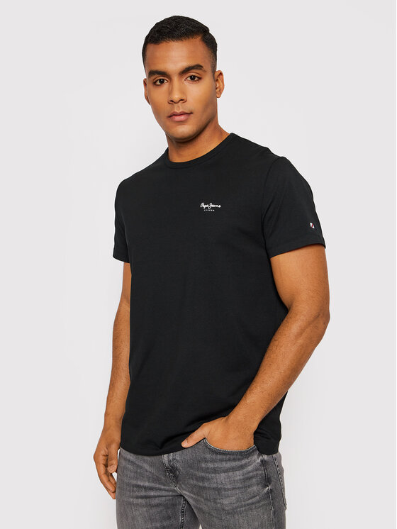 Pepe Jeans Tričko Original Basic 3 N PM508212 Čierna Slim Fit