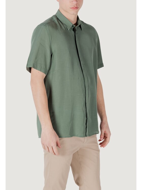Antony Morato Antony Morato Camicia ADALIA REGULAR FIT WITH LOGOED METAL BADGE Verde Regular Fit