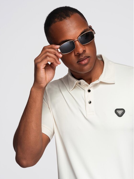 Ombre Ombre Polo OM-POSS-0150 Biały Regular Fit