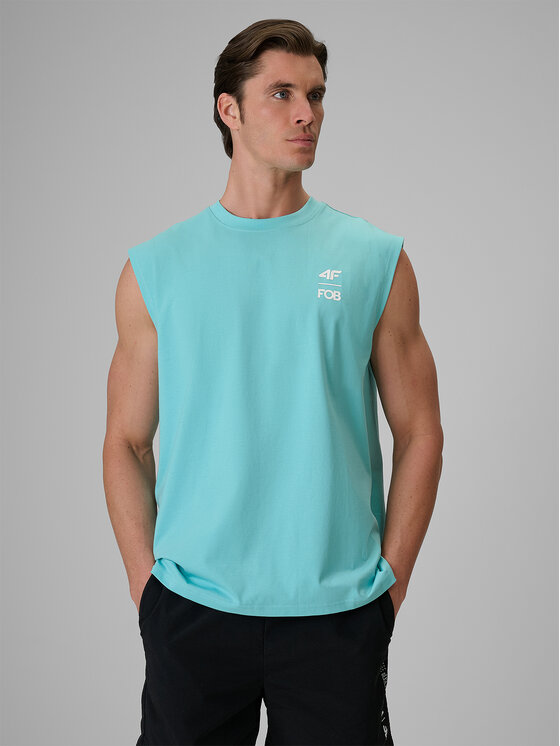 4F 4F Tank top FOB SUMMER Turkusowy Loose Fit