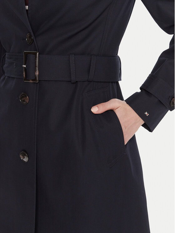 Tommy Hilfiger Tommy Hilfiger Тренч Heritage Single WW0WW24966 Cиній Regular Fit