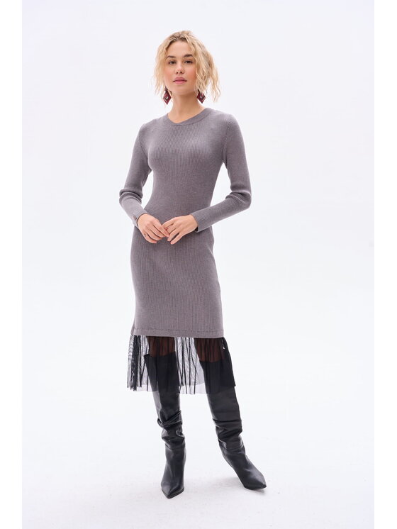 blue shadow blue shadow Sukienka codzienna Donna Szary Regular Fit