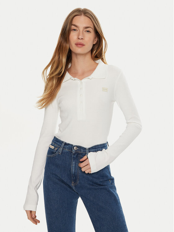 Calvin Klein Jeans Polokošeľa J20J224457 Biela Slim Fit