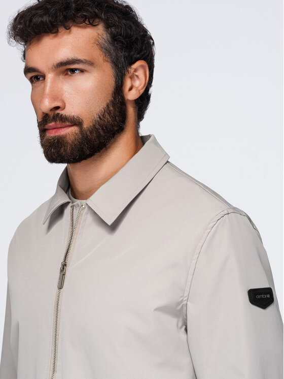 Ombre Ombre Kurtka przejściowa OM-JANP-0224 Szary Regular Fit