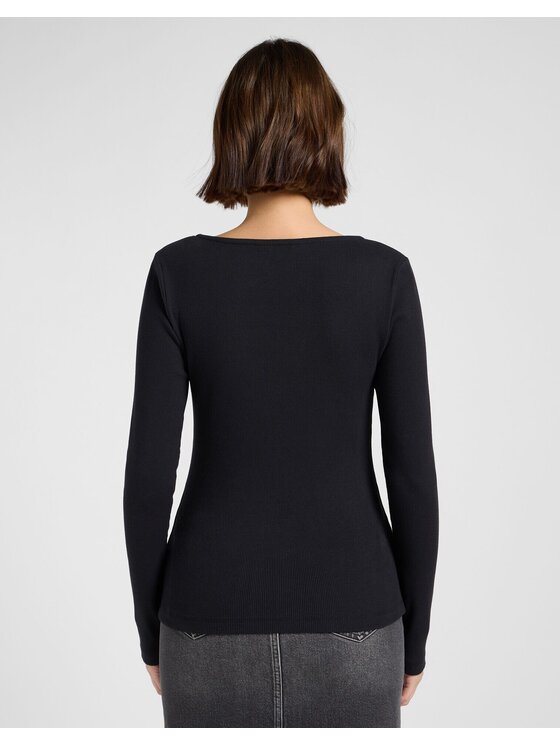 Lee Lee Sweter LS SQUARE NECK Czarny Slim Fit
