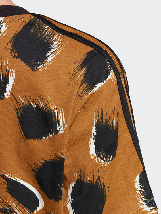 adidas adidas Marškinėliai Essentials 3-Stripes Single Jersey Crop Top IC0762 Ruda Loose Fit