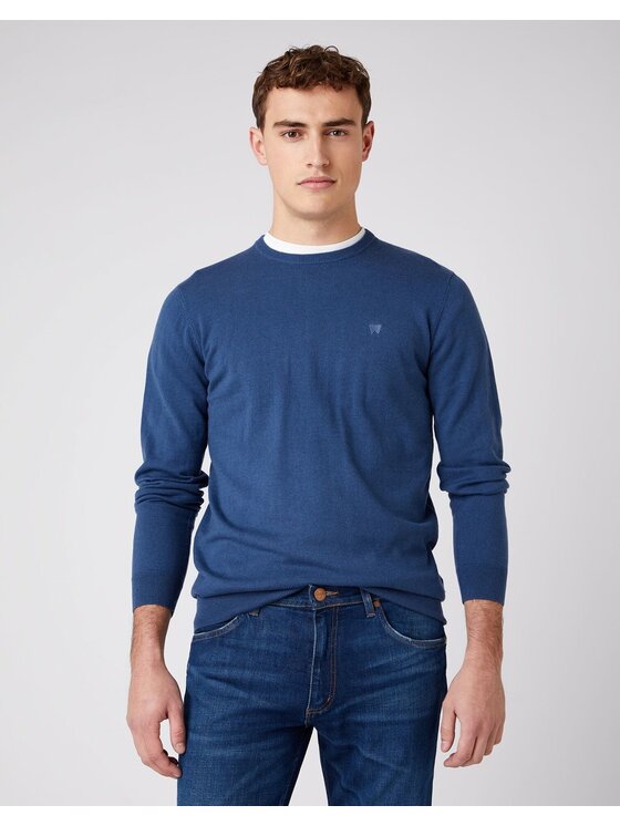 Wrangler Wrangler Maglione CREW KNIT Blu Regular Fit