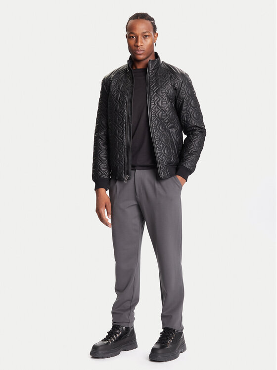 Guess Guess Μπουφάν δερμάτινο M5BL2E W1050 Μαύρο Regular Fit
