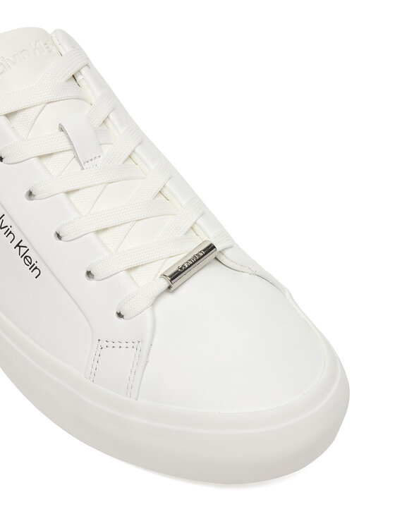 Calvin Klein Calvin Klein Sneakersy Vulc Lace Up Lth/Moire Bt HW0HW02747 Biela