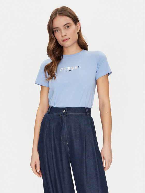 Guess Jeans Guess Jeans T-Shirt W5RI54 J1314 Niebieski Regular Fit