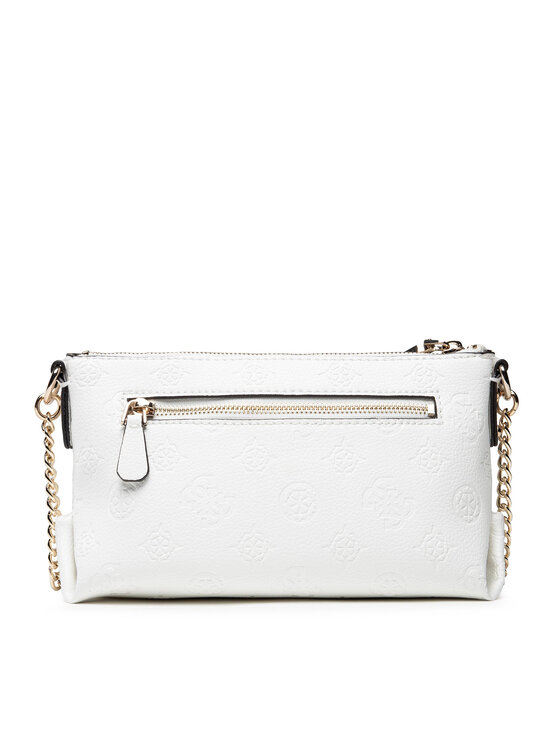 Guess Guess Ročna torba Helaina Mini Crossbody Top Zip HWPG84 03720 Bela