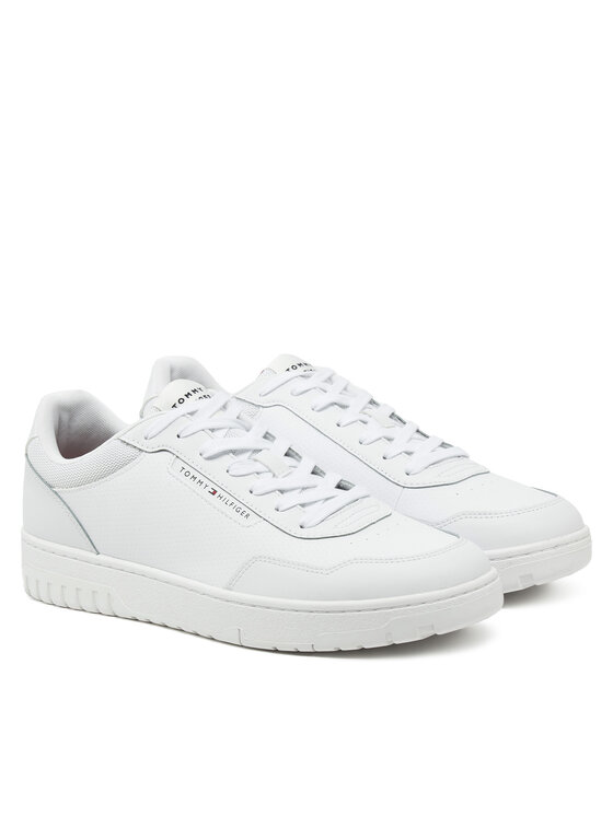 Tommy Hilfiger Tommy Hilfiger Laisvalaikio batai Th Basket Core Lth Pinperf FM0FM05466 Balta