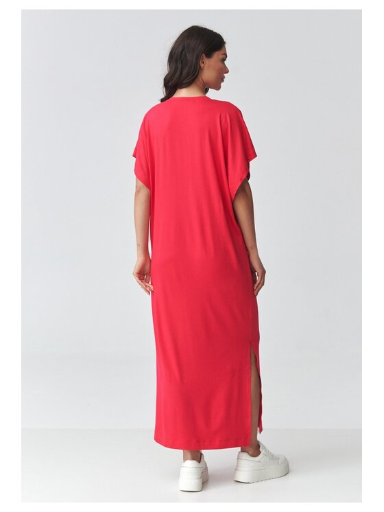Makadamia Makadamia Sukienka codzienna M927 Czerwony Loose Fit