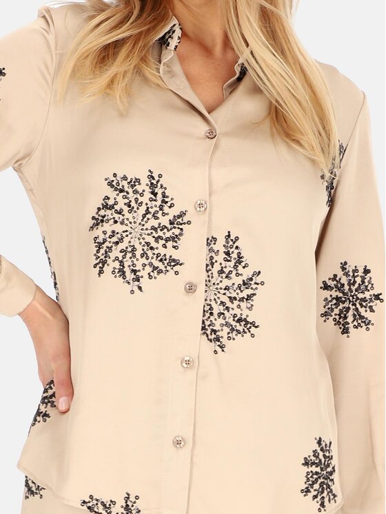 Perso Perso Blúzka CHLE243777F Béžová Regular Fit