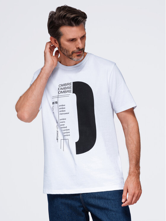 Ombre Ombre T-Shirt OM-TSPT-0299 Bílá Regular Fit