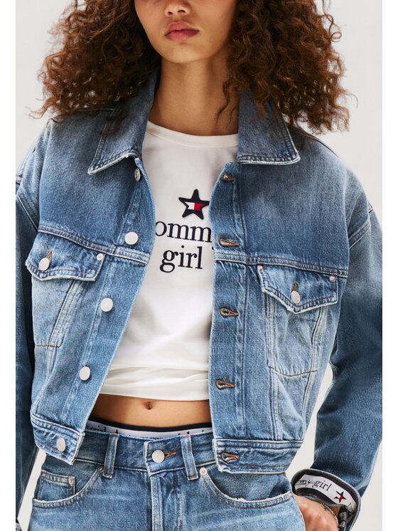 Tommy Jeans Tommy Jeans Μπουφάν δερμάτινο TOMMY GIRL OVSZ CRP Μπλε Girl Fit