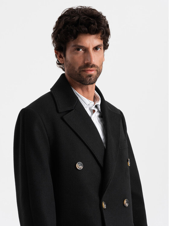 Ombre Ombre Płaszcz przejściowy OM-COWC-0109 Czarny Regular Fit